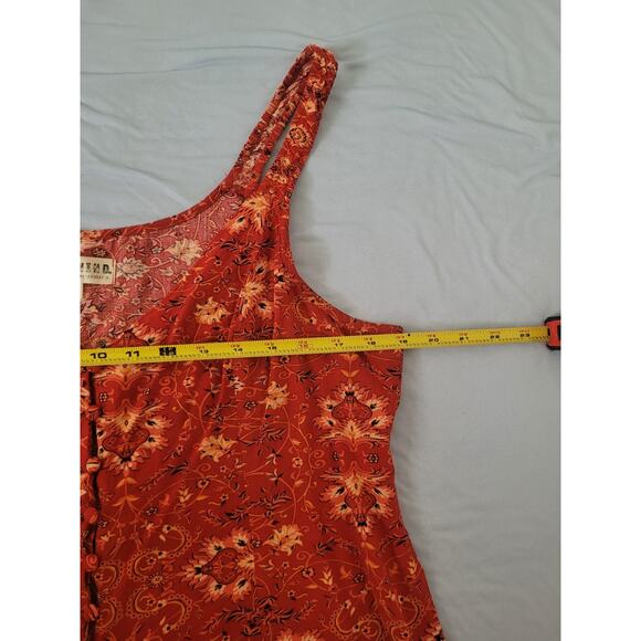 IDYLLWIND Paisley Print Button Up Cropped Tank Top Size L Red Western Boho Y2k - Picture 5 of 8